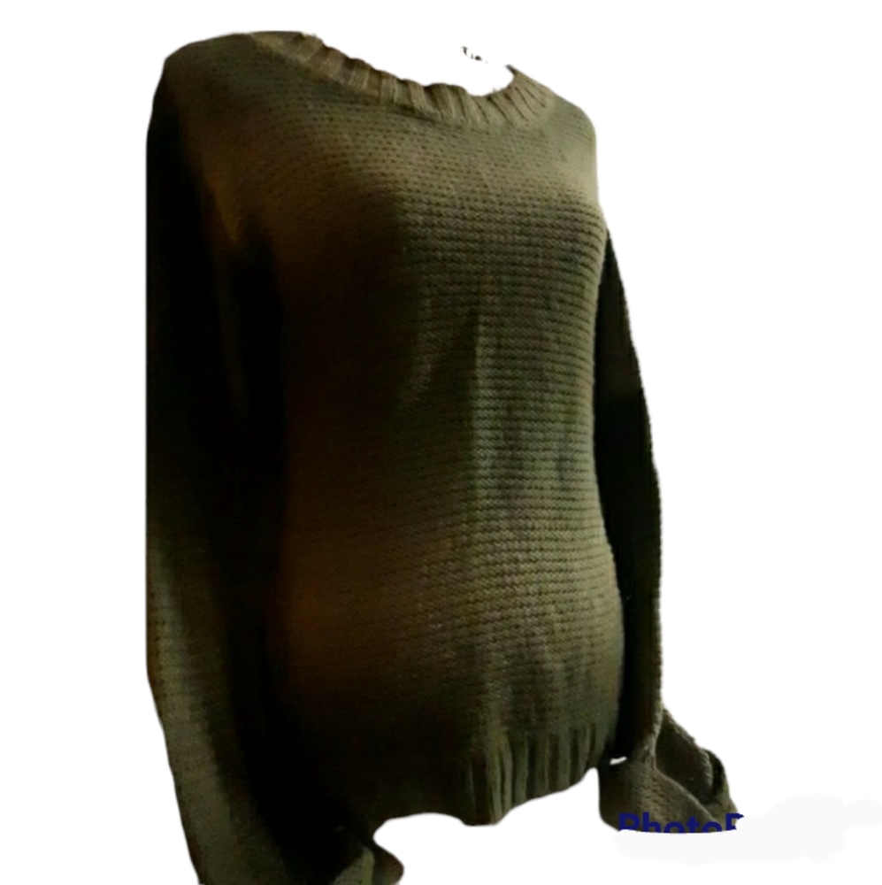 Women's Army Green Tie dye Look Kint sz Large Relativity sweater - Picture 5 of 9
